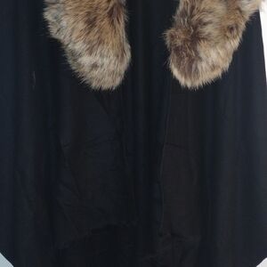 New black Poncho with Faux fur collar